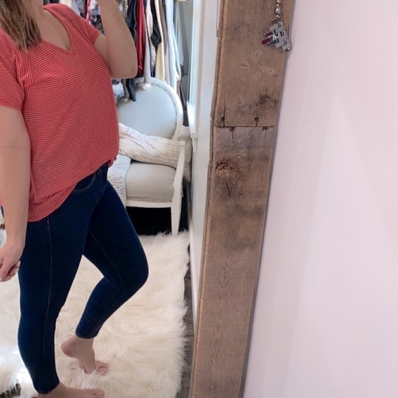 Umgee red striped top cotton blend size small - Picture 3 of 6